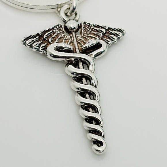Tiffany & Co Vintage Doctor's Caduceus Key Ring Chain in Sterling Silver - Picture 7 of 8